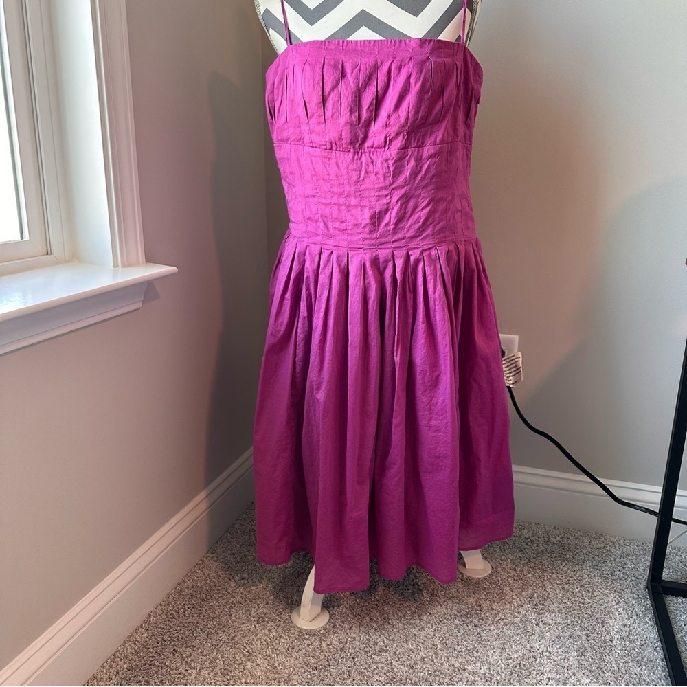 Y2K Isaac Mizrahi for Target Magenta Purple Pleated Midi Party Dress 14 Vintage